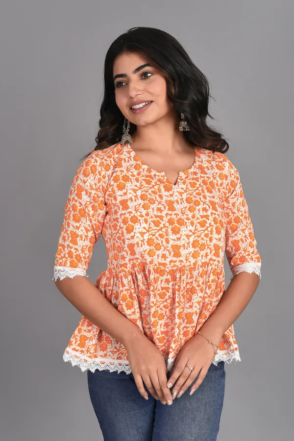 Orange_Rayon_Floral_Printed_Short_Top_For_Women