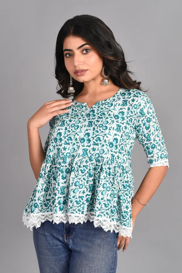 Light_Blue_Rayon_Floral_Printed_Short_Top_For_Women