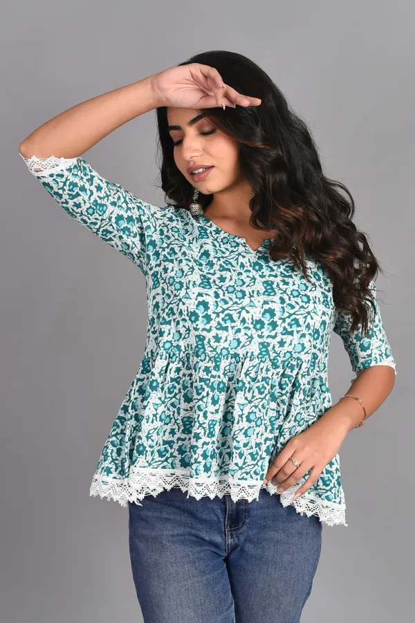 Light_Blue_Rayon_Floral_Printed_Short_Top_For_Women