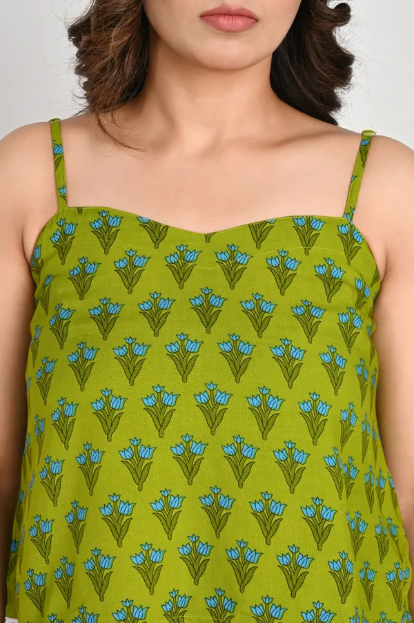 Green_Cotton_kurti_Pajama_Set_For_Women