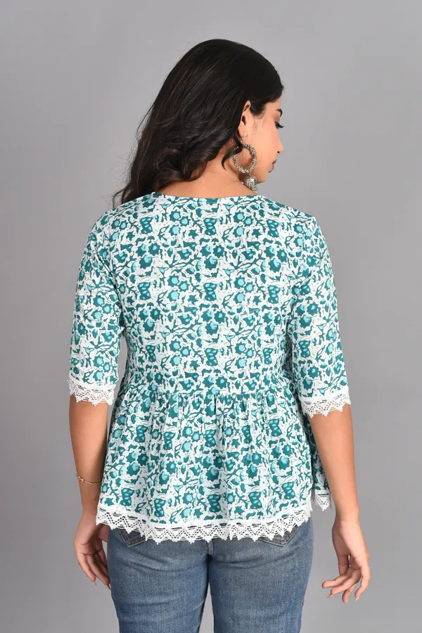 Yellow_&_Light_Blue_Rayon_Floral_Printed_Short_Top|Push_PremiumFor_Women