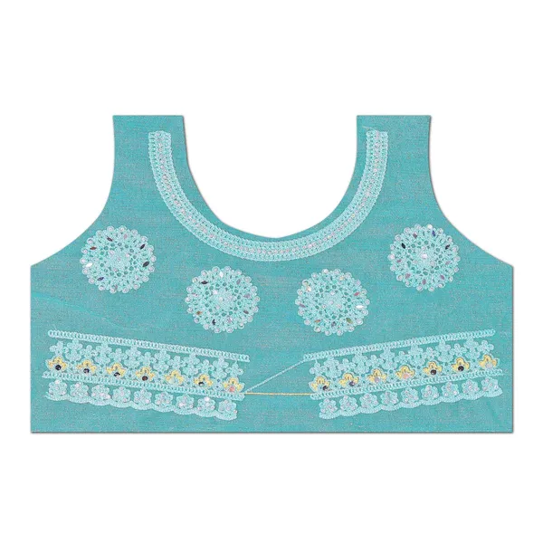 Mint_Green_Organza_Mirror_Work_Saree_For_Women_|_With_Blouse