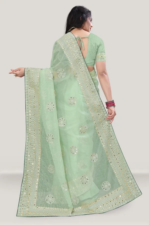 Pista_Organza_Mirror_Work_Organza_Saree_For_Women_With_Blouse