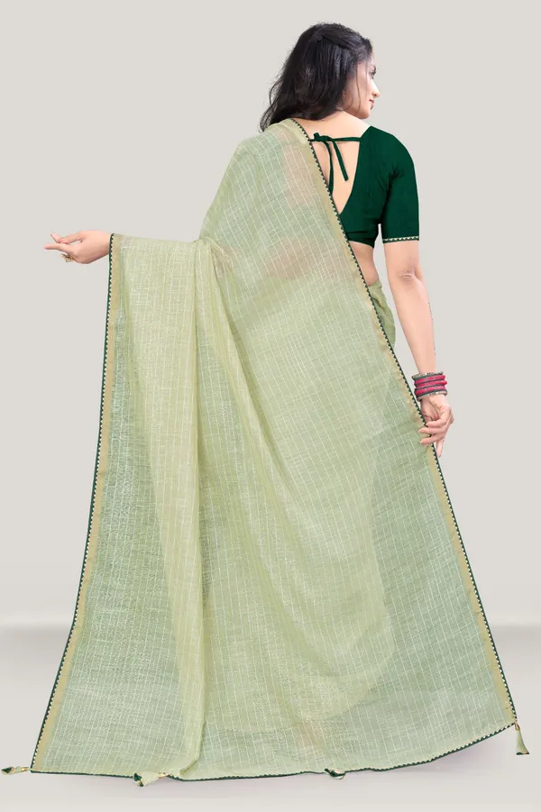 Pista_Cotton_Lining_Saree_For_Women_|_With_Blouse