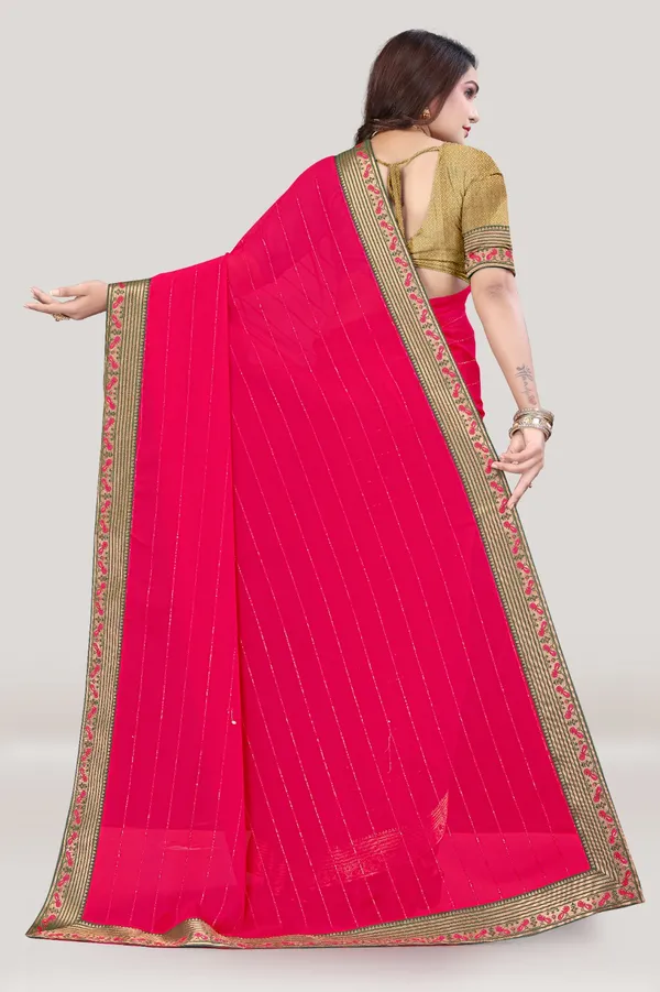 Red_Georgette_Work_Saree_For_Women_|_With_Blouse