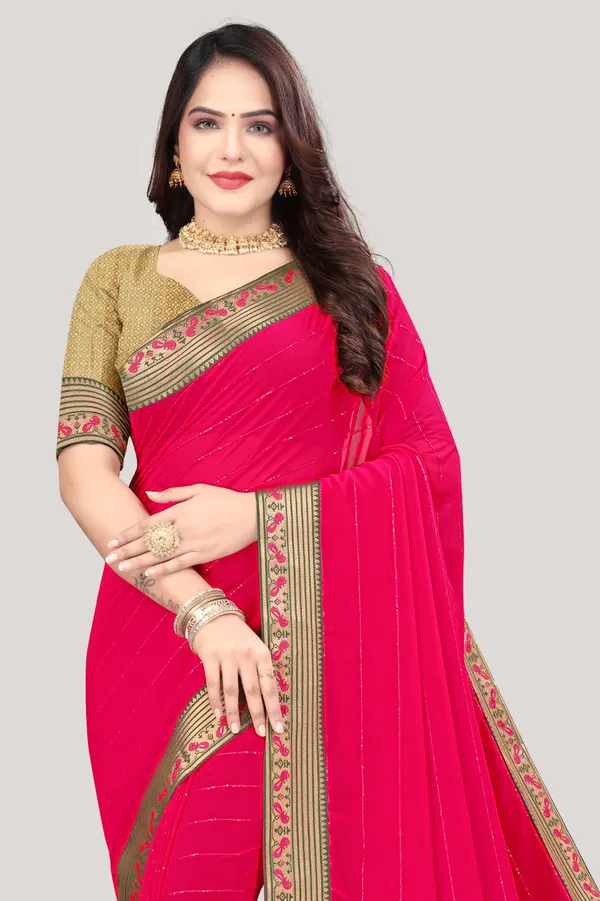 Red_Georgette_Work_Saree_For_Women_|_With_Blouse