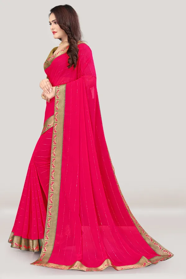Red_Georgette_Work_Saree_For_Women_|_With_Blouse