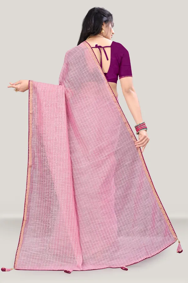 Pink_Cotton_Lining_Saree_For_Women_With_Blouse