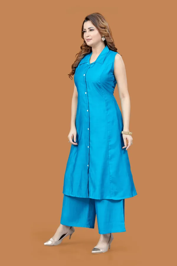 Teal_Blue_Wetican_Plain_Co-Ord_Set_For_Women