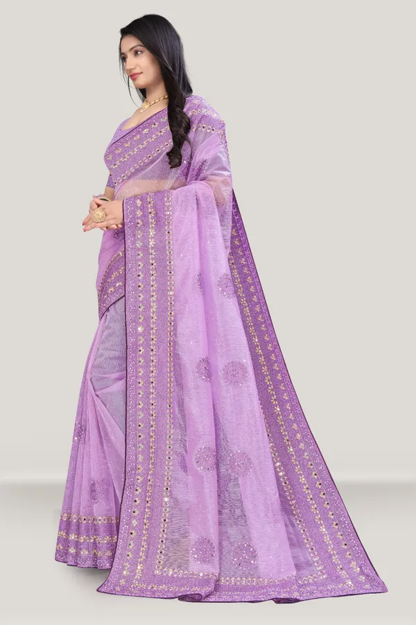 Purple_Mirror_Work_Organza_Saree_For_Women_|_With_Blouse