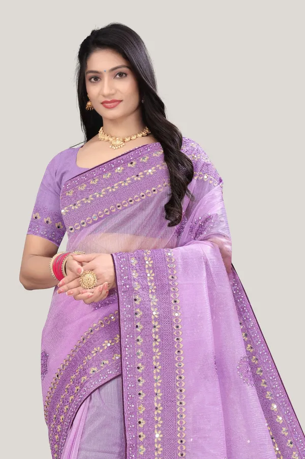 Purple_Mirror_Work_Organza_Saree_For_Women_|_With_Blouse