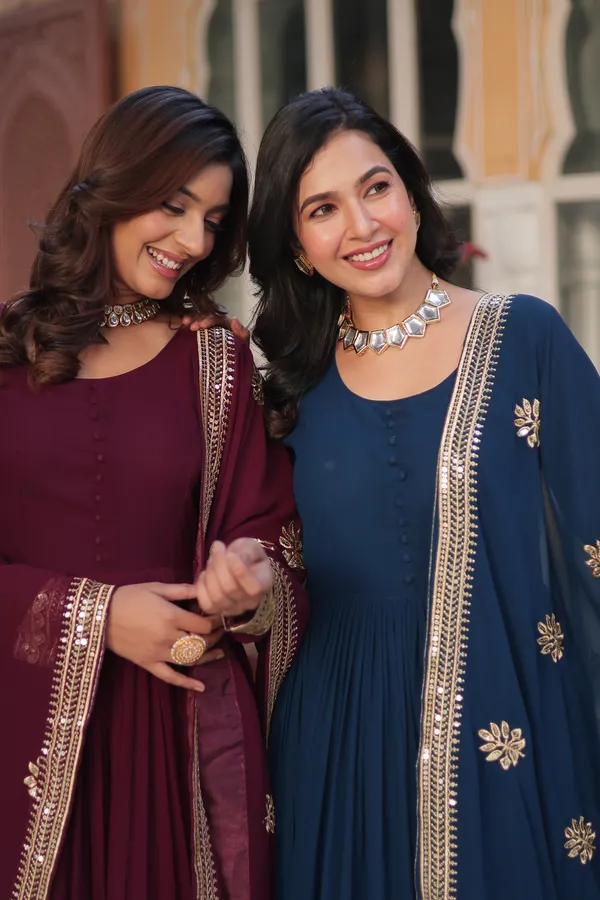 Blue_Faux_Blooming_with_Embroidery_Zari__Gowns_For_Women