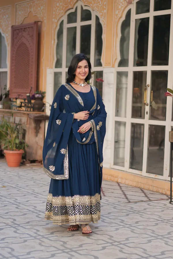 Blue_Faux_Blooming_with_Embroidery_Zari__Gowns_For_Women