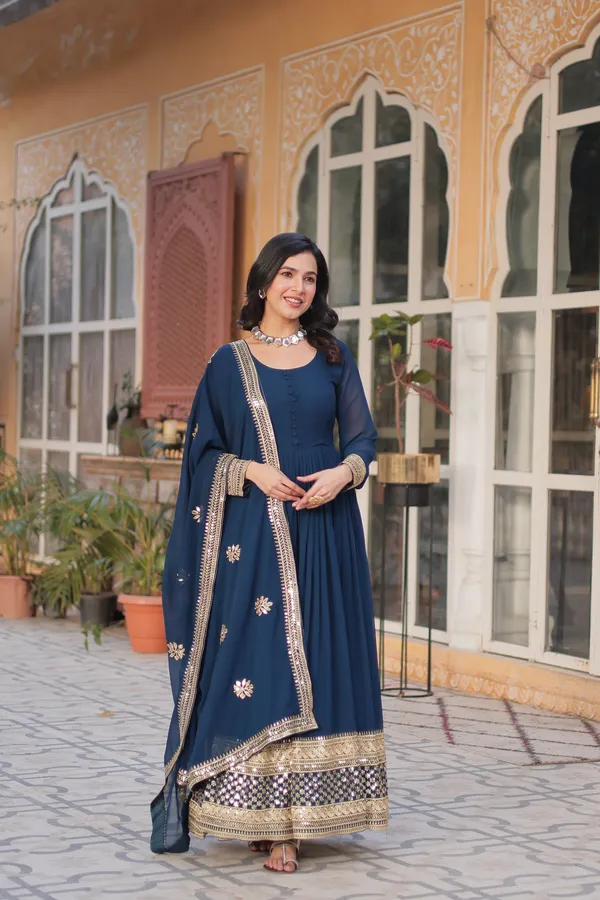 Blue_Faux_Blooming_with_Embroidery_Zari__Gowns_For_Women