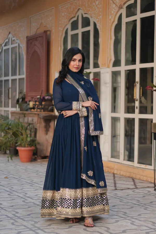 Blue_Faux_Blooming_with_Embroidery_Zari__Gowns_For_Women