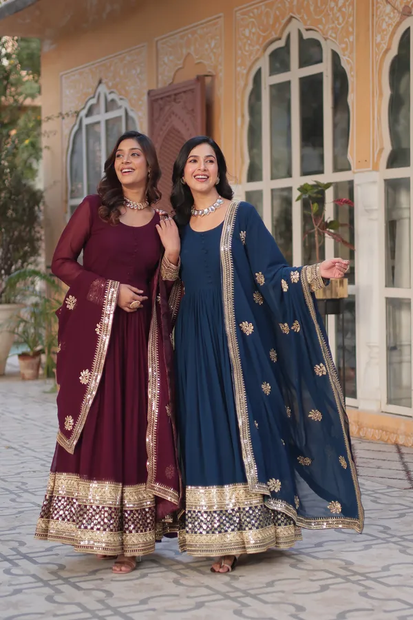 Blue_Faux_Blooming_with_Embroidery_Zari__Gowns_For_Women