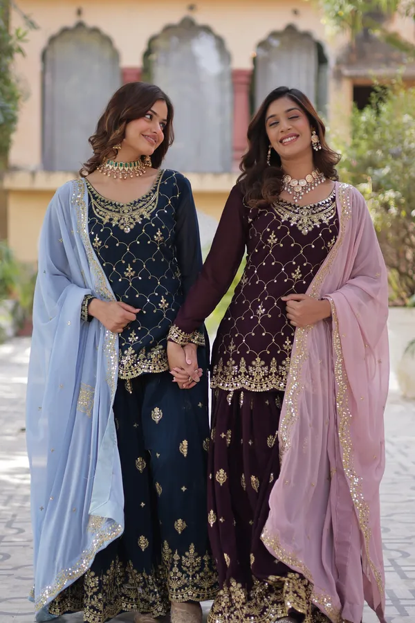 Blue_Readymade_Kurti_Plazoo_Embroidery_Work_Push_Premium_For_Women