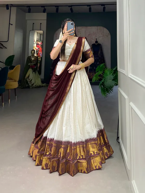 White_Timeless_Tradition_Kalyani_Cotton_Lehenga_Choli_Paired_with_Flowing_Georgette_Dupatta