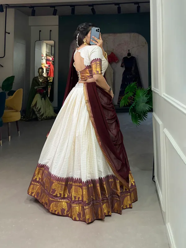 White_Timeless_Tradition_Kalyani_Cotton_Lehenga_Choli_Paired_with_Flowing_Georgette_Dupatta