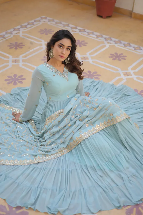 Sky_Faux_Georgette_Gown_With-Dupatta_For_Women