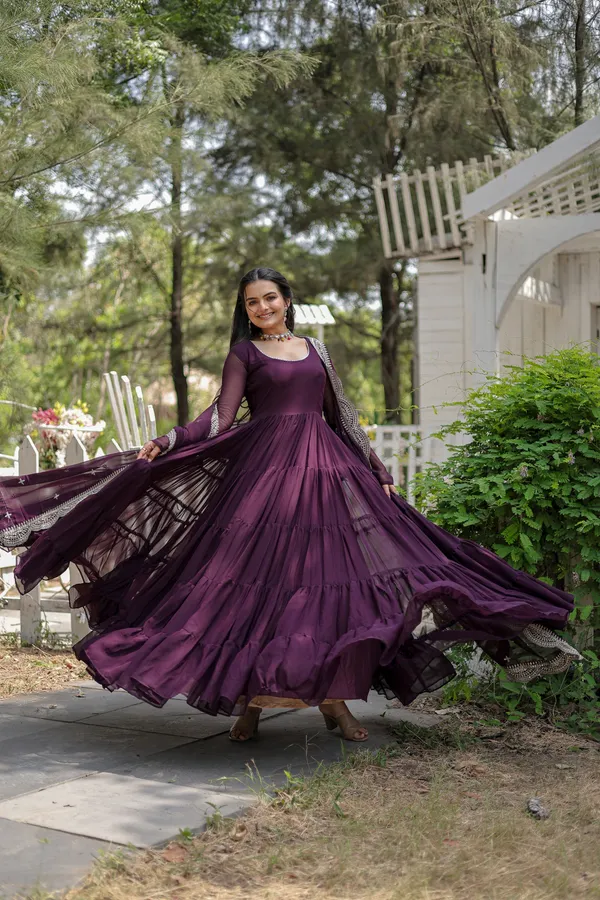 Wine_Desirable_Fully_Flaired_Gown_Georgette_And_Designer_Embroidered_Dupatta_Set__Push_Premium_For_Women