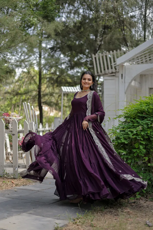 Wine_Desirable_Fully_Flaired_Gown_Georgette_And_Designer_Embroidered_Dupatta_Set__Push_Premium_For_Women