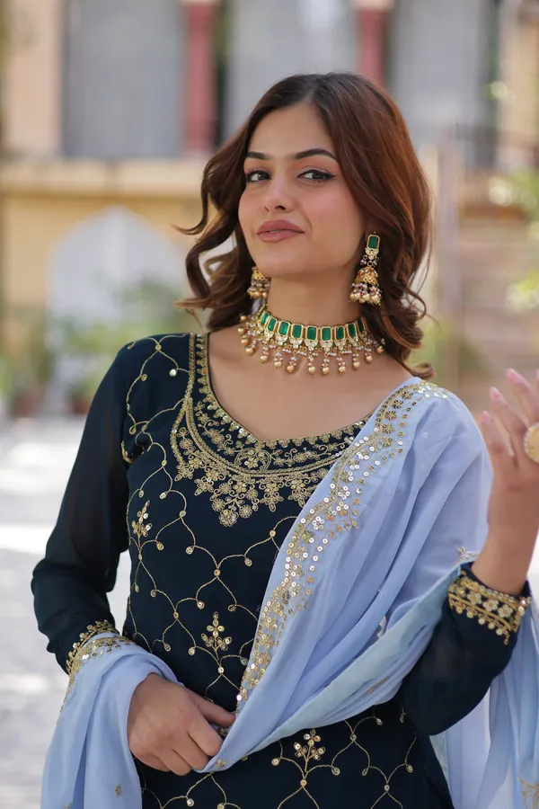 Blue_Readymade_Kurti_Plazoo_Embroidery_Work_Push_Premium_For_Women