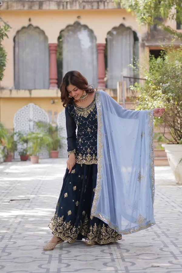 Blue_Readymade_Kurti_Plazoo_Embroidery_Work_Push_Premium_For_Women