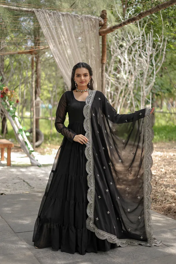 Black_Desirable__Fully_Flaired_Gown_Georgette_And_Designer_Embroidered_Dupatta_Push_Premium_For_Women