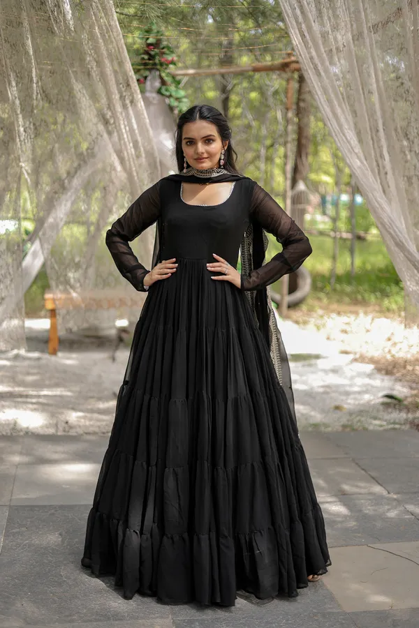 Black_Desirable__Fully_Flaired_Gown_Georgette_And_Designer_Embroidered_Dupatta_Push_Premium_For_Women