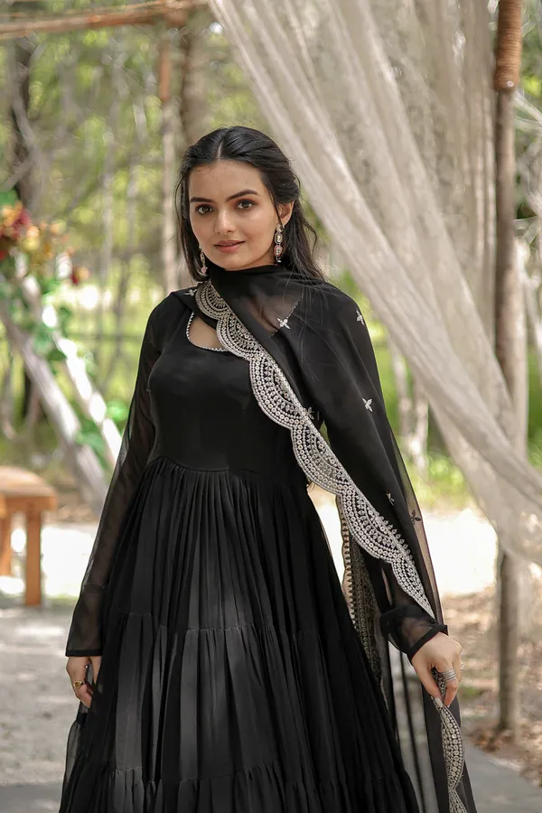 Black_Desirable__Fully_Flaired_Gown_Georgette_And_Designer_Embroidered_Dupatta_Push_Premium_For_Women