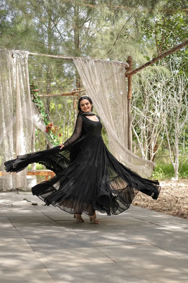 Black_Desirable__Fully_Flaired_Gown_Georgette_And_Designer_Embroidered_Dupatta_Push_Premium_For_Women