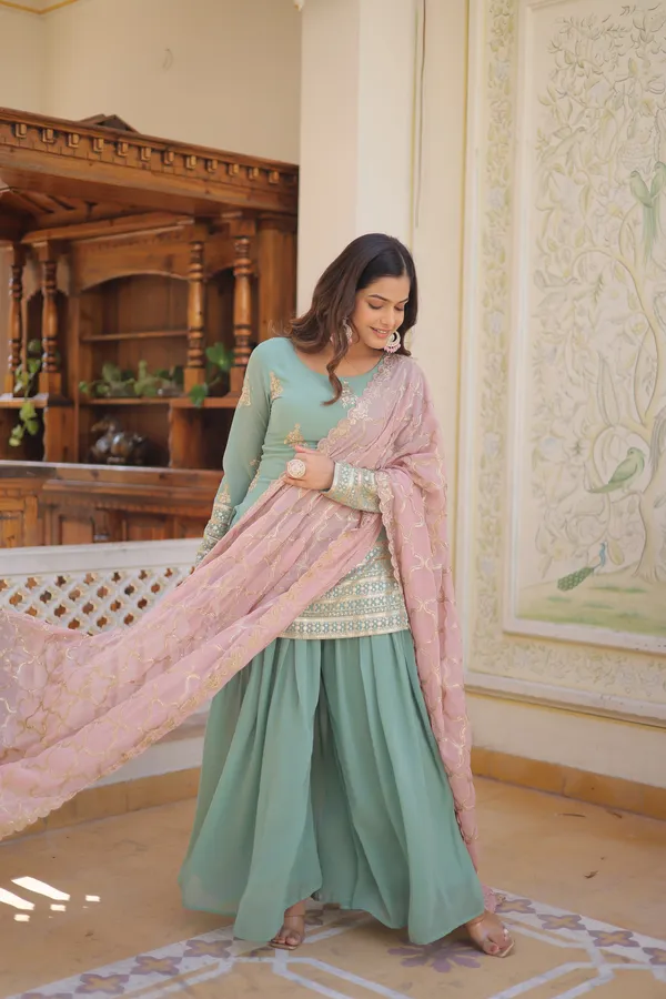 Pista_Premium_Designer_Readymade_Kurti_PlazooDupatta_Set_Push_Premium_For_Women