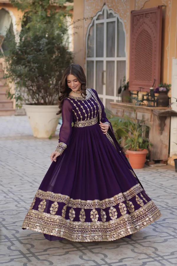 Purple_Gown_With_Dupatta_Set_Ethnic_Wear_Push_Premium_For_Women