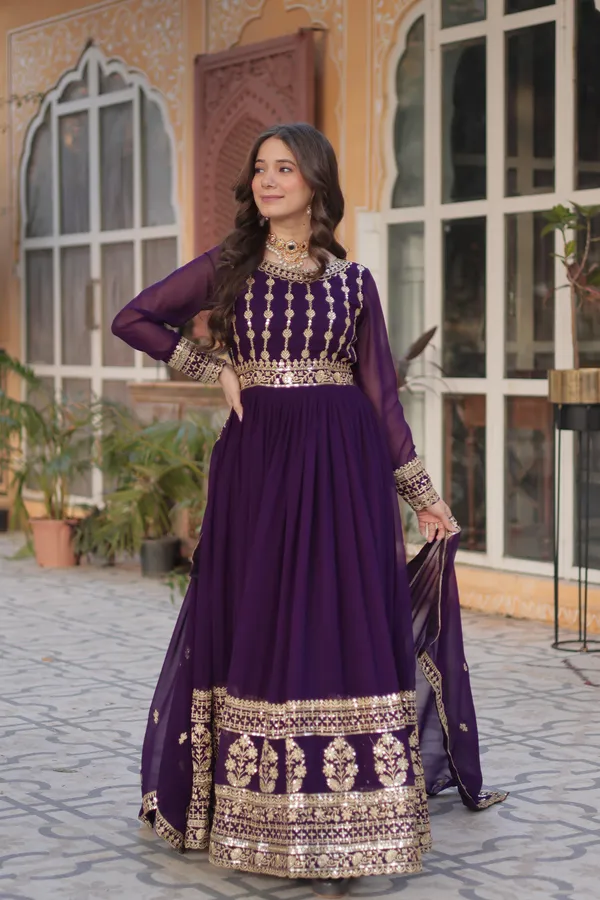 Purple_Gown_With_Dupatta_Set_Ethnic_Wear_Push_Premium_For_Women