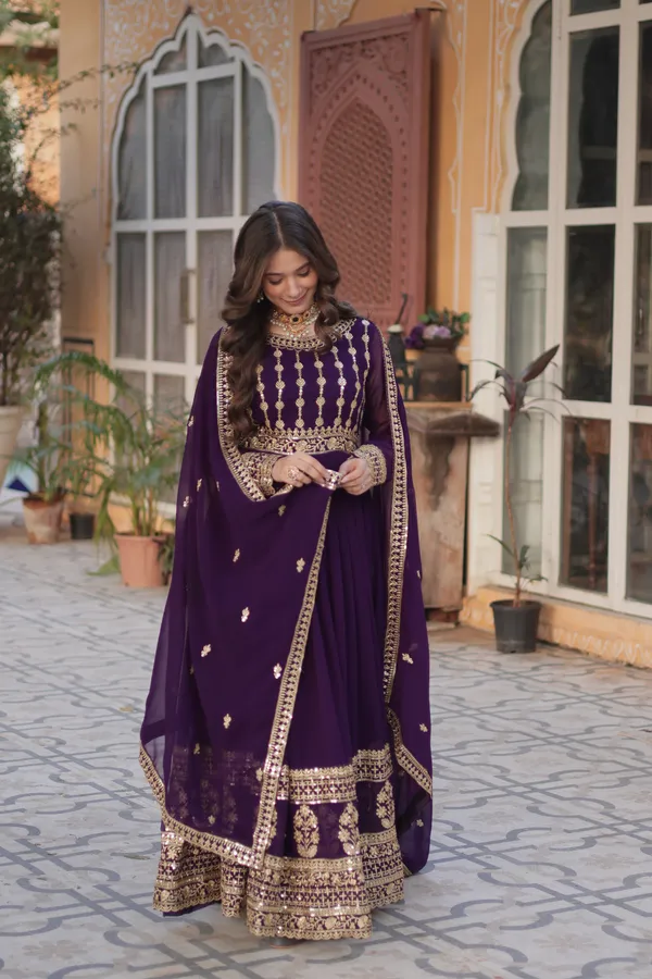 Purple_Gown_With_Dupatta_Set_Ethnic_Wear_Push_Premium_For_Women