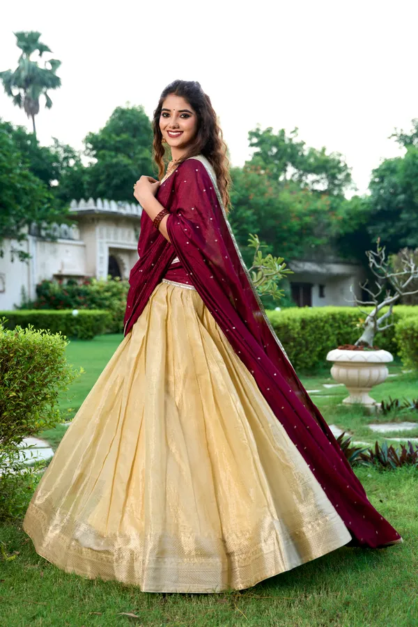 Cream_Red_Embroidered_Lenhnga_Saree_Ethnic_Push_Premium_For_Women