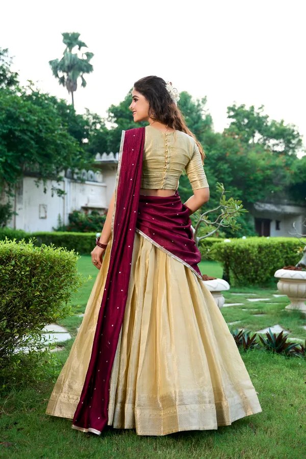 Cream_Red_Embroidered_Lenhnga_Saree_Ethnic_Push_Premium_For_Women
