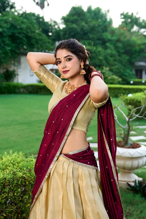 Cream_Red_Embroidered_Lenhnga_Saree_Ethnic_Push_Premium_For_Women