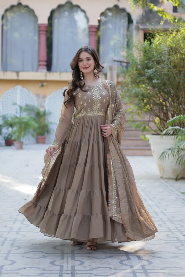 Beige_Embroidery_Faux_Design_Anarkali_Kurta_With_Dupatta_Set_Georgette_Fabric_Push_premium_For_Women