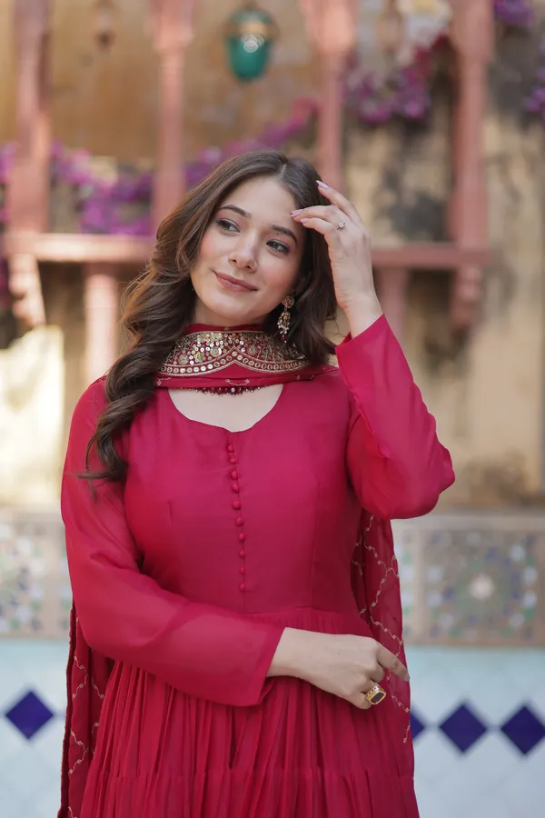 Pink_Desirable__Fully_Flair_Gown_Made_With_Star_Georgette_Fabrics_And_Designer_Embroidered_Dupatta__For_Women