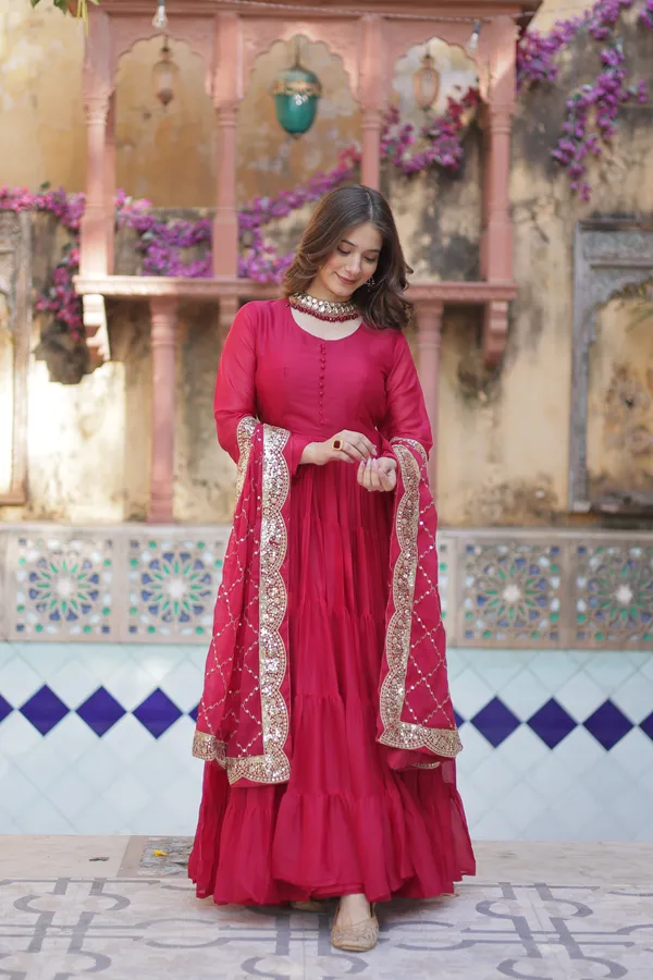 Pink_Desirable__Fully_Flair_Gown_Made_With_Star_Georgette_Fabrics_And_Designer_Embroidered_Dupatta__For_Women