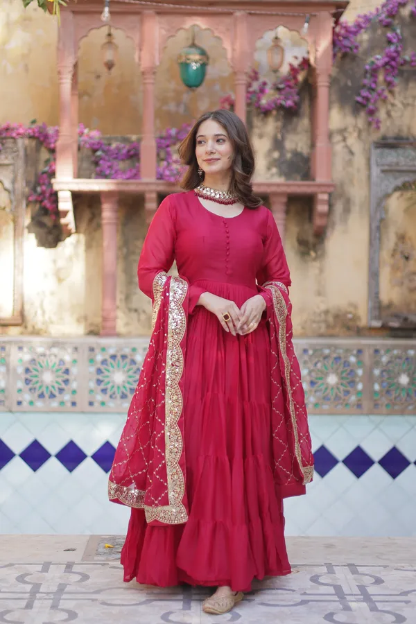 Pink_Desirable__Fully_Flair_Gown_Made_With_Star_Georgette_Fabrics_And_Designer_Embroidered_Dupatta__For_Women