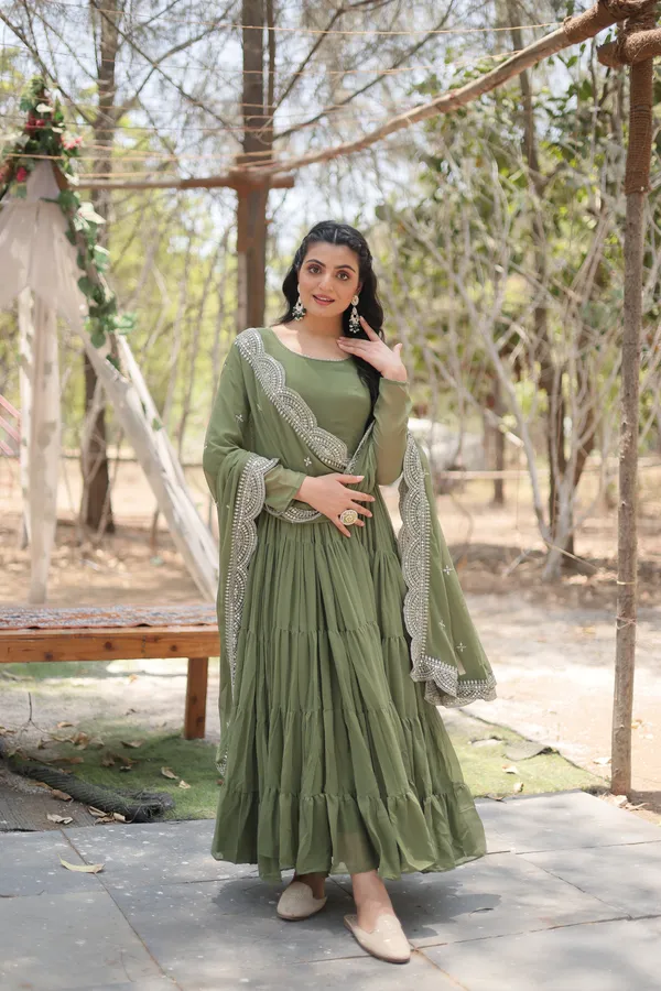 Mehndi_Desirable_Fully_Flaired_Gown_Georgette_And_Designer_Embroidered_Dupatta_For_Women
