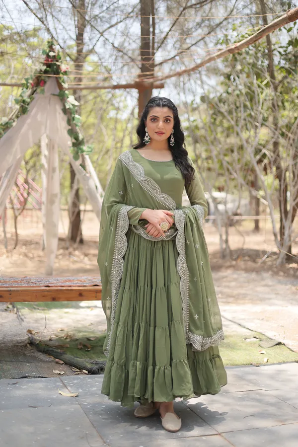 Mehndi_Desirable_Fully_Flaired_Gown_Georgette_And_Designer_Embroidered_Dupatta_For_Women