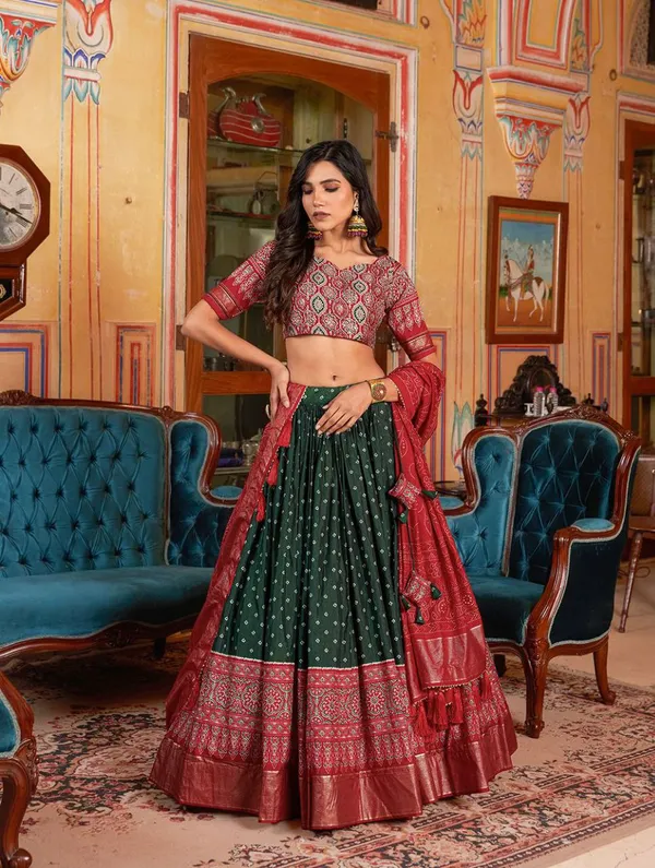 Dance_into_the_divine_spirit_of_Navratri_with_this_regal_black_and_maroon_lehenga,_adorned_in_traditional_prints_and_rich_Banarasi_borders.