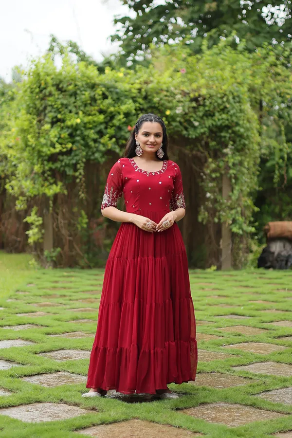 Maroon_Designer_Gown__Zari_Embroidery_For_Women