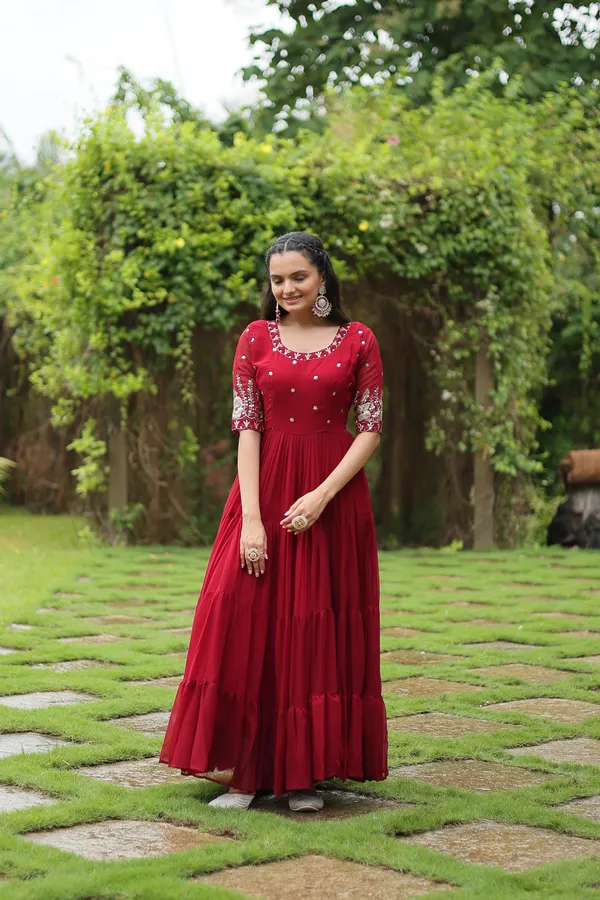 Maroon_Designer_Gown__Zari_Embroidery_For_Women