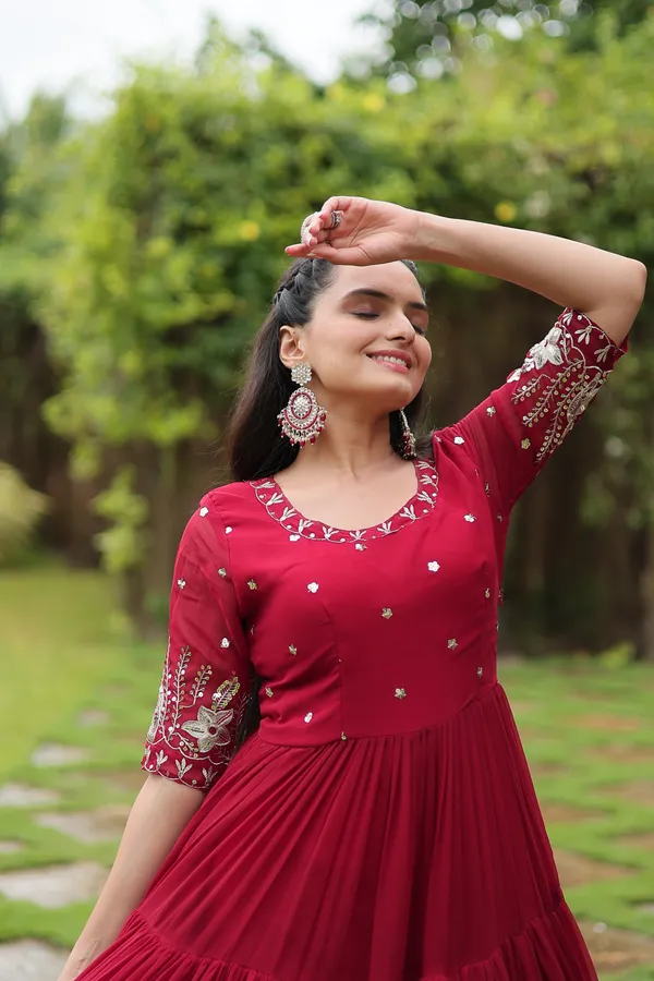 Maroon_Designer_Gown__Zari_Embroidery_For_Women
