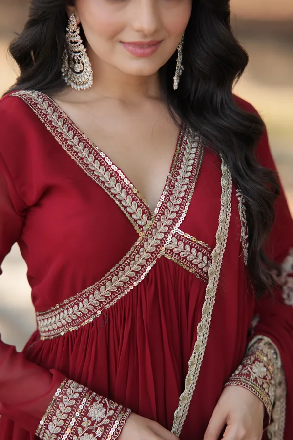 Maroon_Premium_Readymade_Alia_Cut_Gown_With_Dupatta_Set_For_Women